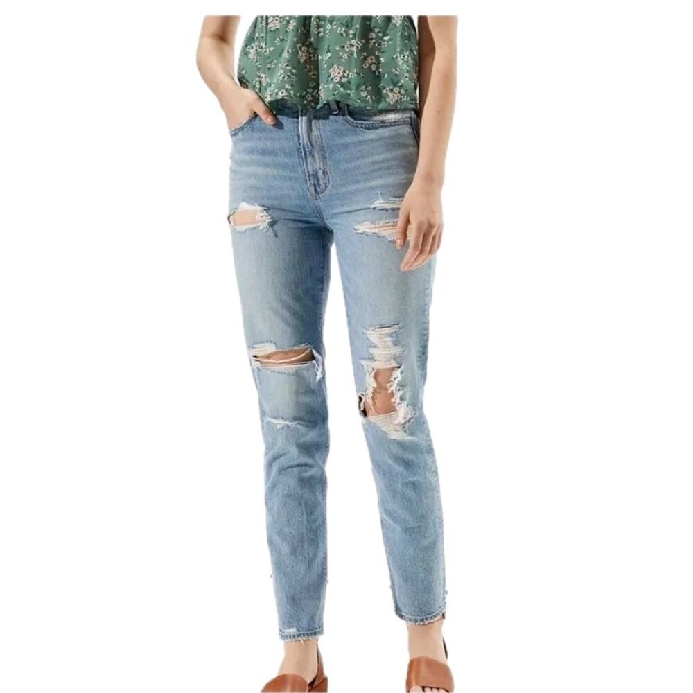 American Eagle Mom Jeans Distressed Denim Jeans Size 12